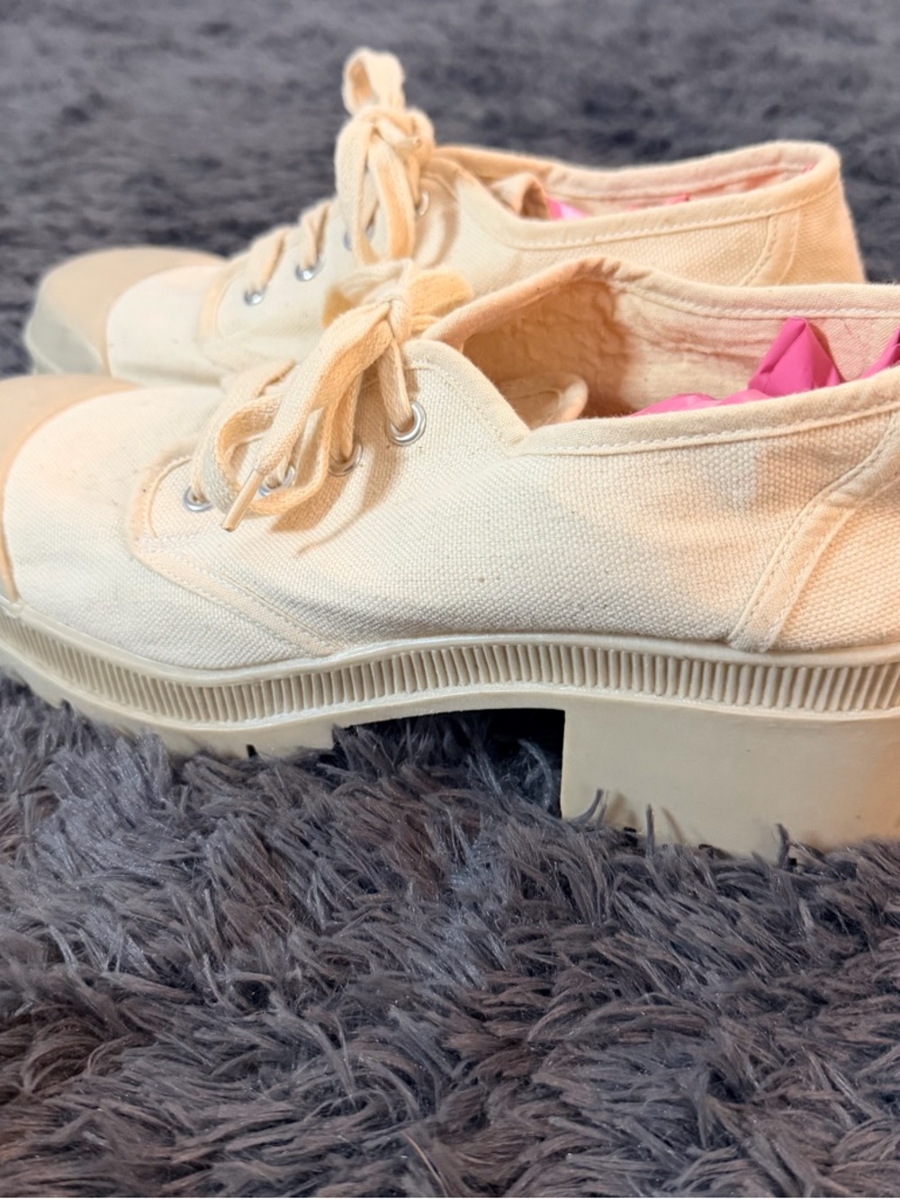 GAP 90’s Cream Canvas Lace-Up Platform Sneakers Sz 9.5
